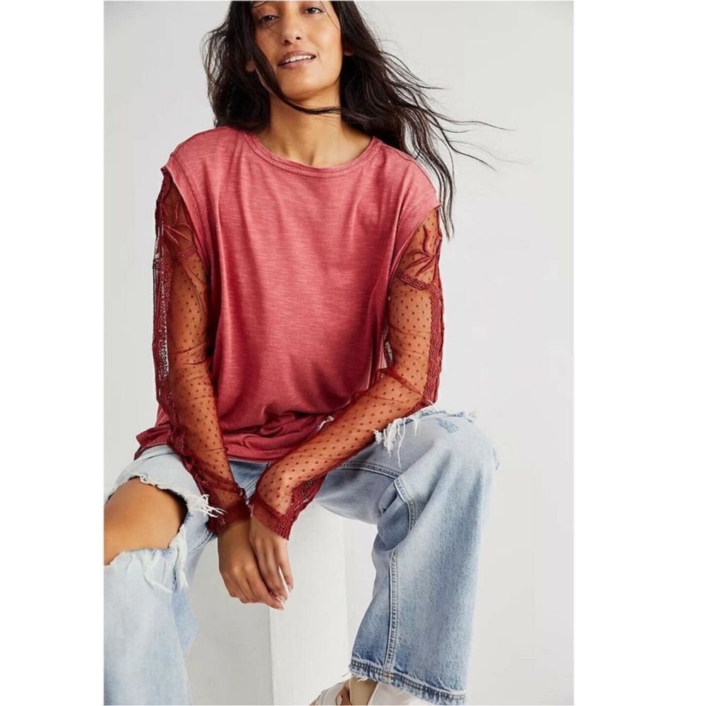 Free People Billie Jean Twofer Tee Tunic Top S/M